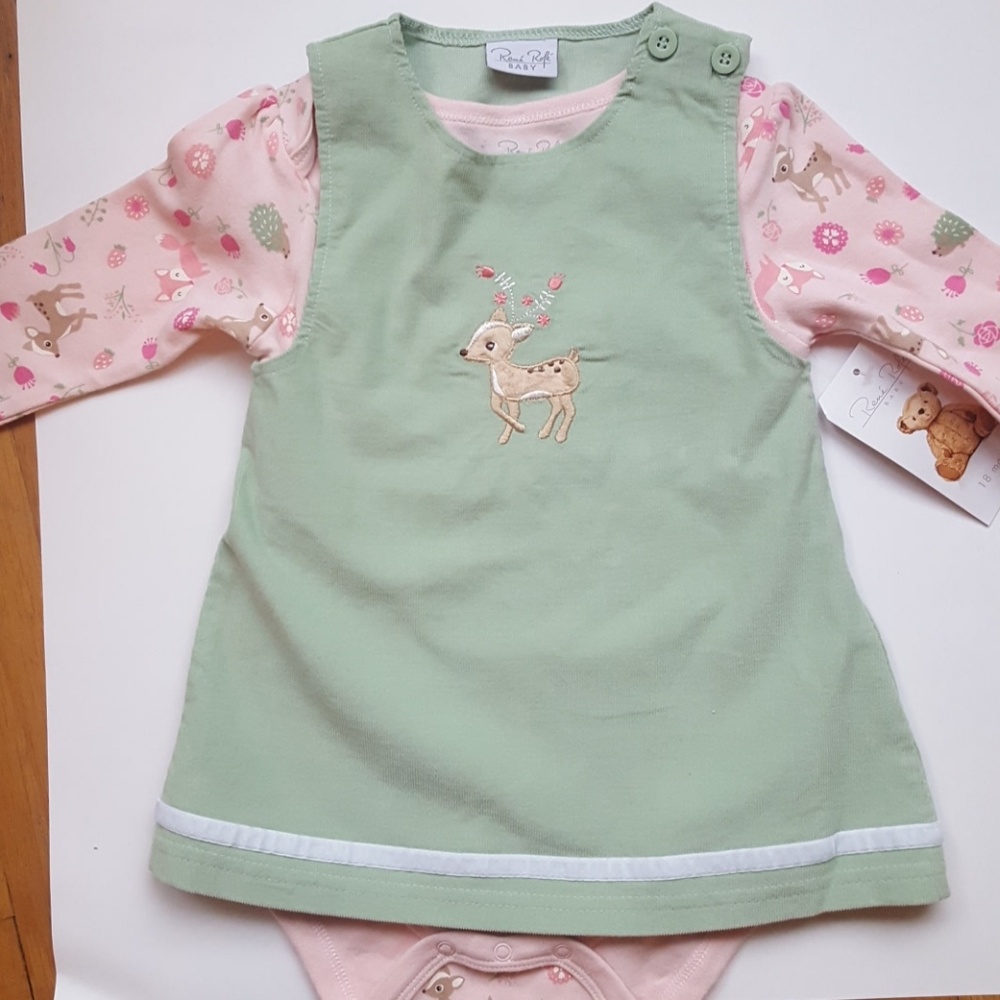Rene Rofe Corduroy dress w/deer print 18 mo